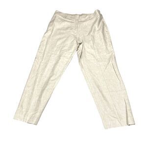 H & M Linen Blend Cropped Pants Womens 12 Beige Basic Coastal New $39.99
